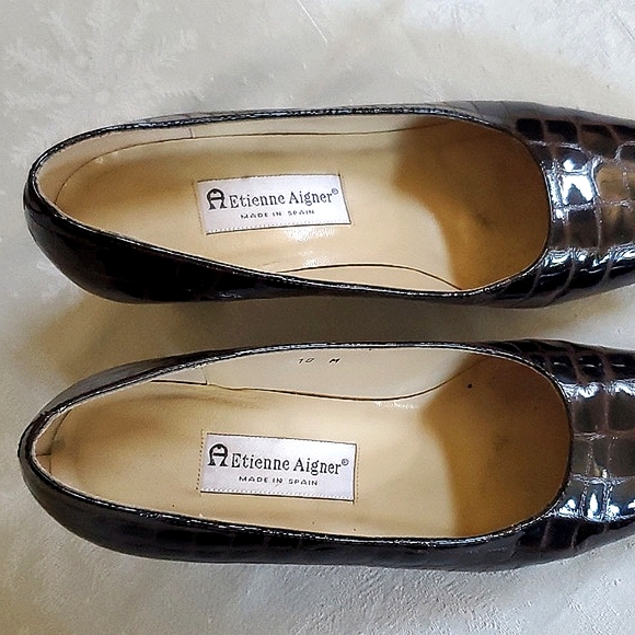 Etienne Aigner Brown Leather Heel Shoes Women's Size 10 - Picture 5 of 13